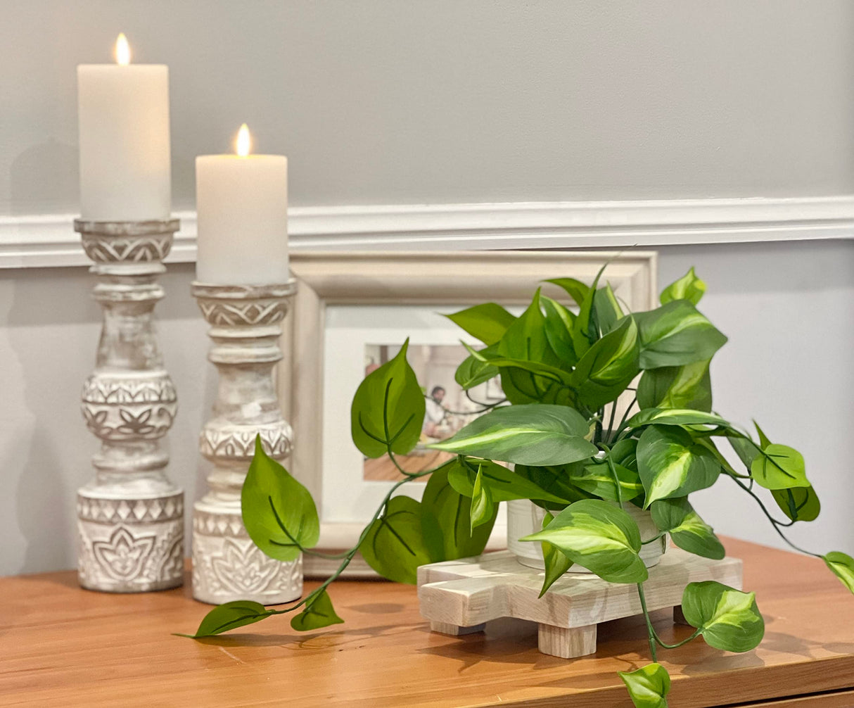 Kurrajong Farmhouse Wood pedestal stand | Planter stand | Wood pedestal board for plants | Wood riser board for home decor | Mango Wood pedestal display stand for plants Kurrajong Farmhouse