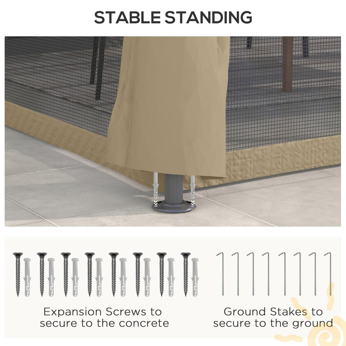 Outsunny 10' x 13' Patio Gazebo, Outdoor Gazebo Canopy Shelter with Netting, Vented Roof, Steel Frame for Garden, Lawn, Backyard, and Deck, Beige Outsunny