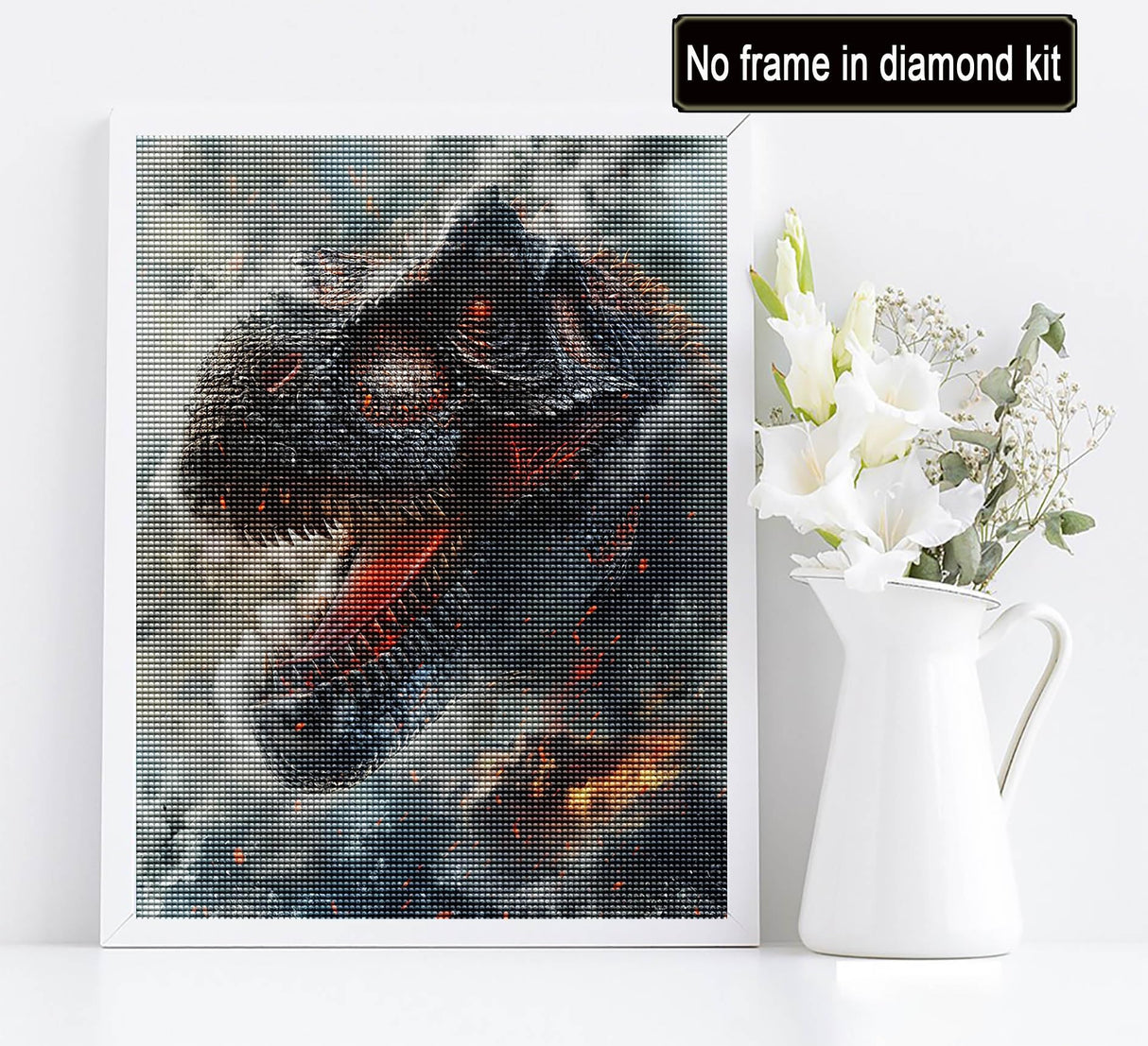 Diymood DIY 5D Diamond Painting Kits for Adults Dinosaur - Paint with Diamond Art Kits for Adults Volcano Full Drill Round Canvas Mosaic Beginner Home Wall Decor Gift 12x16 inch z13 Diymood