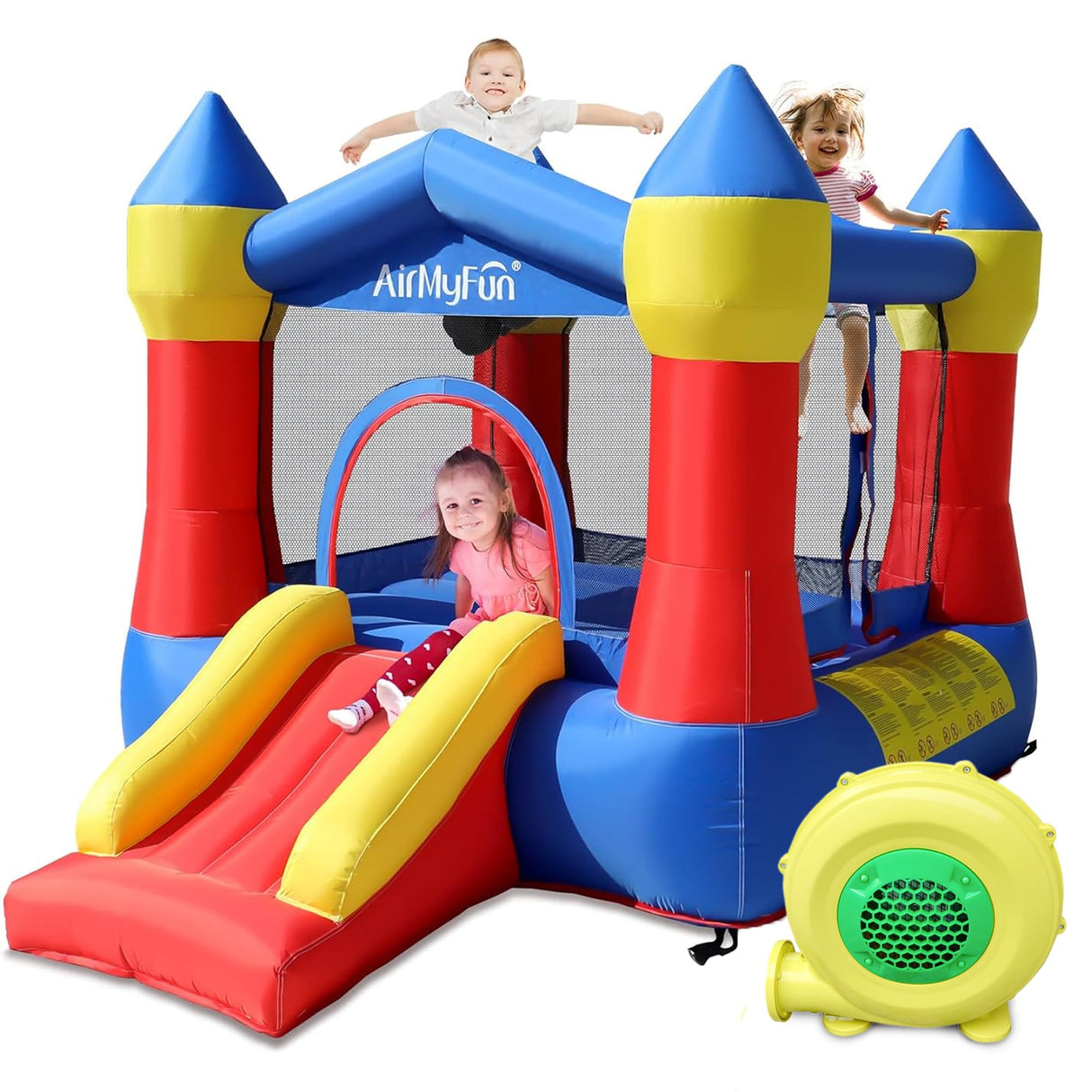 AirMyFun Toddler Bounce House with Blower for Kids 3-8, Inflatable Bouncy Jumping Castle with Slide, Indoor/Outdoor Jump Bouncer House, 82011A AirMyFun