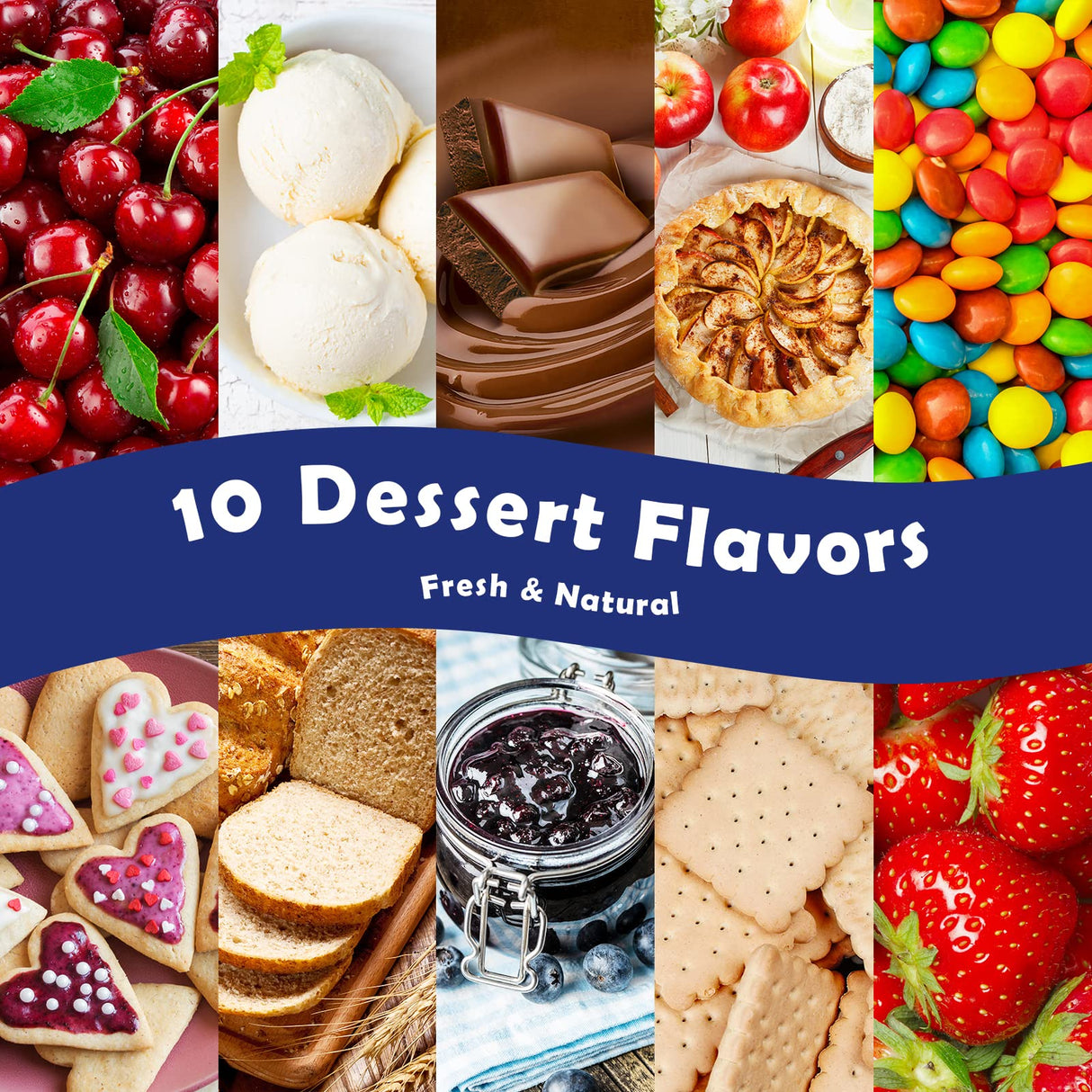 Holamay Dessert Fragrance Oils, Scented Oils Set of 10 Sweet Soap & Candle Making Scents - Creamy Vanilla, Apple Cinnamon, Cookies and More, Aromatherapy Diffuser Oil, Holiday Essential Oil Set Holamay