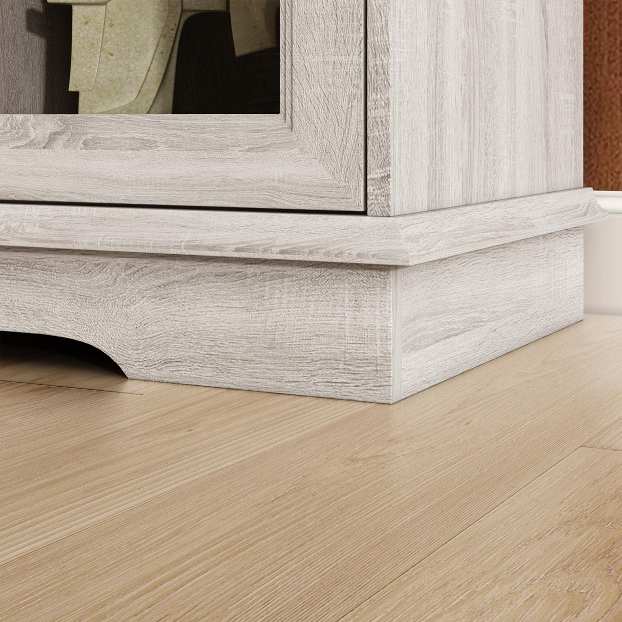 ECACAD Retro Credenza Buffet Sideboard Storage Cabinet with Glass Doors, Drawers & Shelves, Kitchen Wood Cupboard Console Cabinet for Living Room, Grey (63”L x 15.7”W x 35.4”H) ECACAD