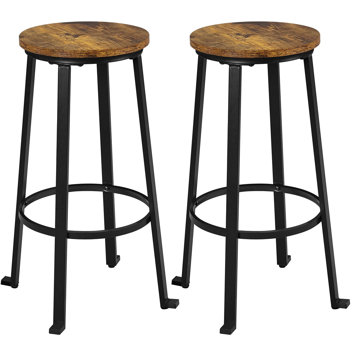 Yaheetech 29.5 inch Bar Stools Set of 2 Bar Height Stools Industrial Tall Bar Chair Round Backless Counter Stools with Metal Legs for Dining Room/Living Room/Kitchen Counter Rustic Brown Yaheetech
