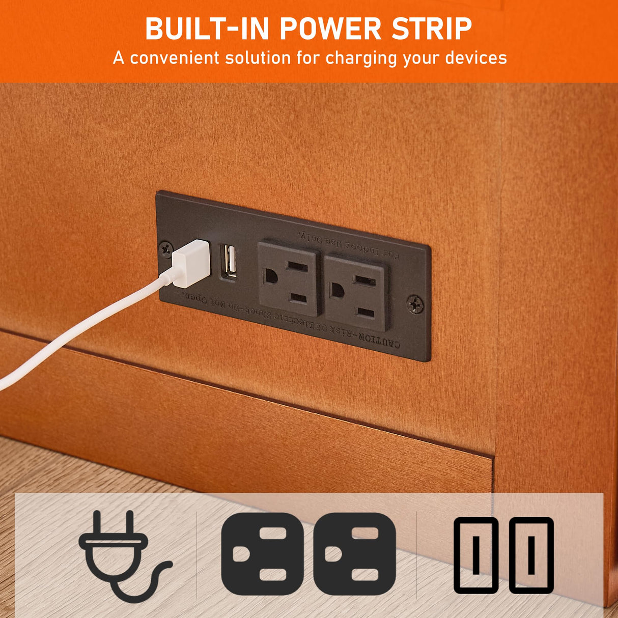 Murphy Bed with Mattress Included, Queen Murphy Cabinet Bed with Storage Drawers and Charging Station, Space-Saving Cabinet beds for Guest Room, Living Room, Poplar Wood BOVONO