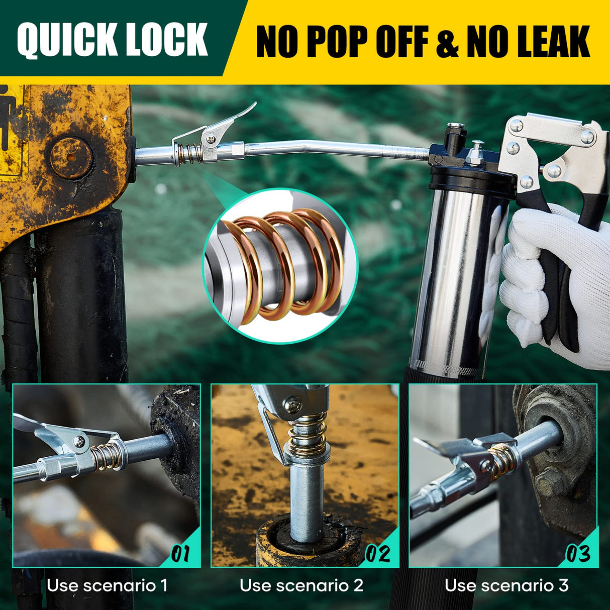 Saker Grease Gun Coupler,Compatible with All Grease Guns 1/8" NPT Fittings(Suitable for diameters Greater Than 14mm,Upgrade to 14000 PSI Saker