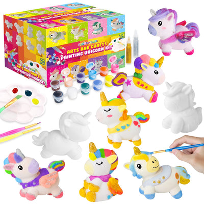 SpringFlower Unicorn Gift Toys for 3 4 5 6 7 8 Years Old Girls - Girls Arts and Crafts Painting kit Including 8 Cute Looking Unicorn Figures, DIY Creative Christmas Gift for Kids