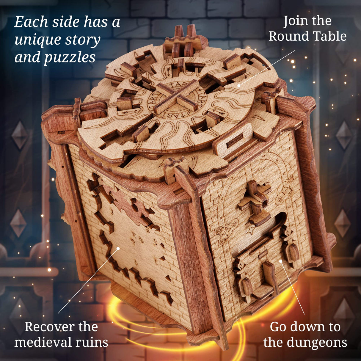 iDventure Cluebox - The Trial of Camelot - Escape Room Game - Puzzle Box - 3D Wooden Puzzle - sequential Puzzle - 3D Puzzles for Adults - Brain Teaser - Birthday Gift Gadget for Men - Money Box iDventure