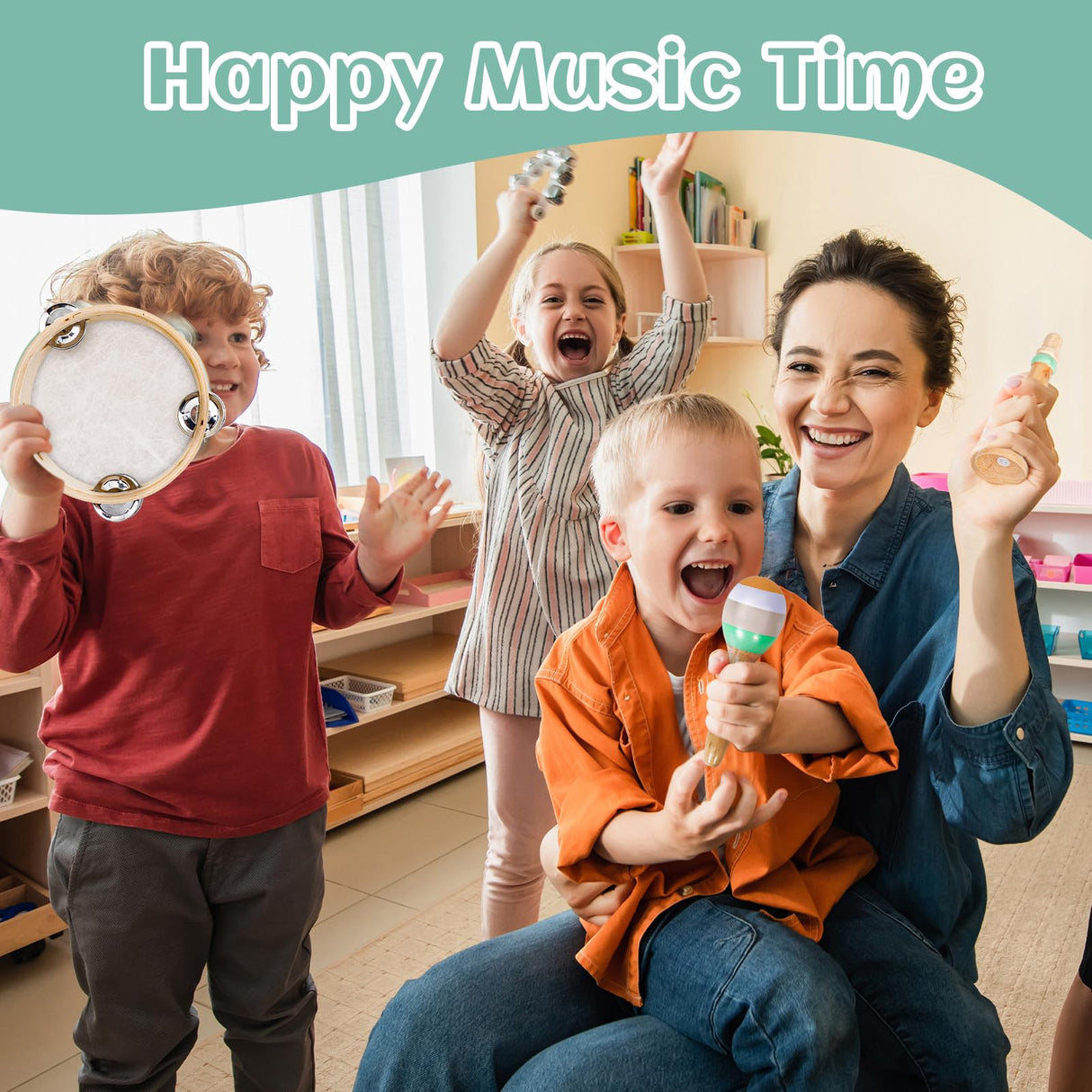 Raimy Musical Instruments Set - Neutral Colors Wooden Montessori Toys Percussion Music Modern Boho Xylophone Birthday Gifts for 1 2 3 Year Old Kids Baby Toddlers Boys Girls with Storage Bag Raimy