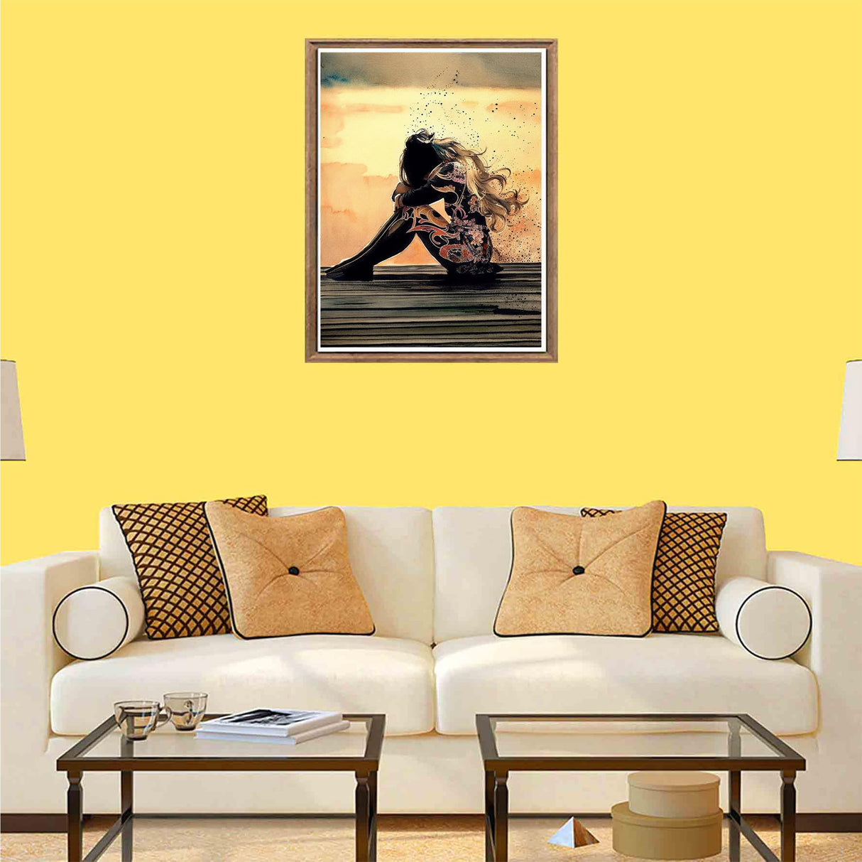 Bimkole 5D Diamond Painting Kits Lonely Sad Woman, Full Drill Beauty Sunset DIY Rhinestone Embroidery Set Paint with Diamonds Art by Number Kits Cross Stitch Home Wall Craft Decoration (12x16inch) Bimkole