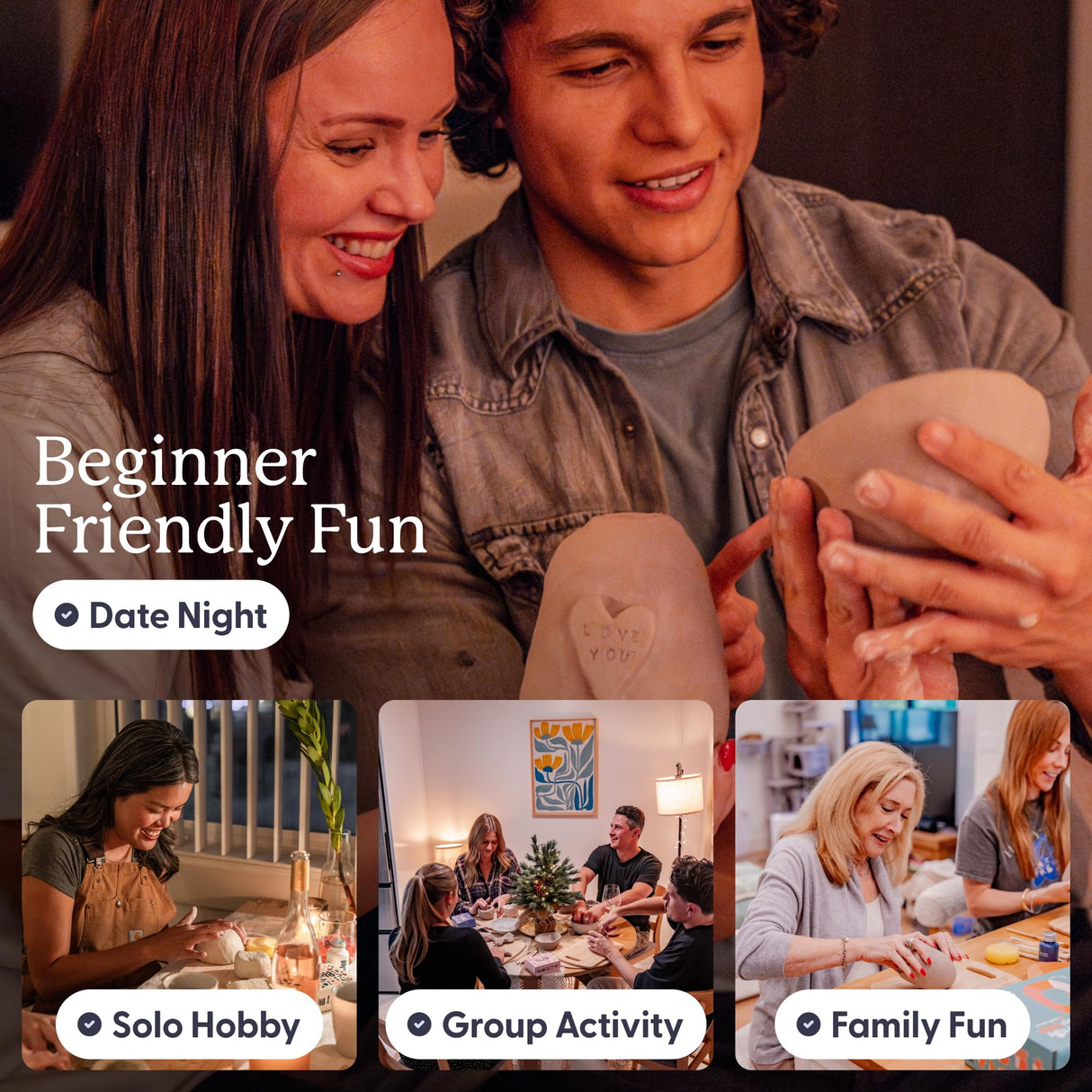 Sculpd - The Original Pottery Starter Kit - Complete Air Dry Clay Beginner Set for 2 Adults: Includes Sculpting Tools, Gloss Varnish, Paint Brushes, Guide, Video Tutorials & More - Gift, Arts Crafts Sculpd