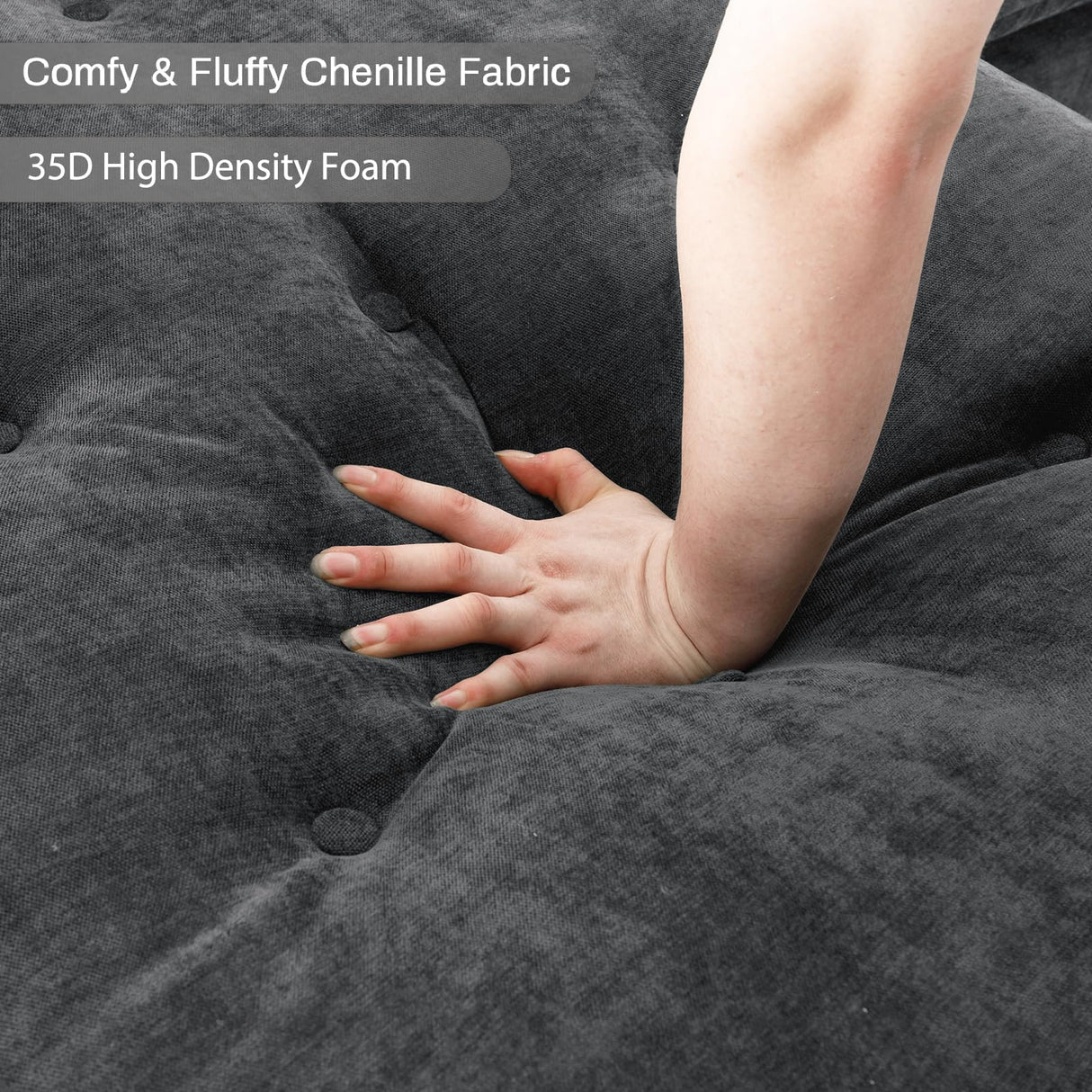 OUYESSIR 134" U Shaped Sectional Cloud Couch,Tufted Couch with Chaise Lounge,Fluffy Grey Sectional Couches for Living Room,Comfy Chenille Modular Sofa with Central Console & USB Port OUYESSIR