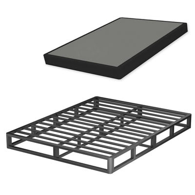 VIPSHOW 7 Inch King Metal Box Spring with Round Corners - 3000 lbs Capacity, High Profile Heavy Duty Mattress Foundation with Steel Slats, Noise-Free, Easy Assemble, Black