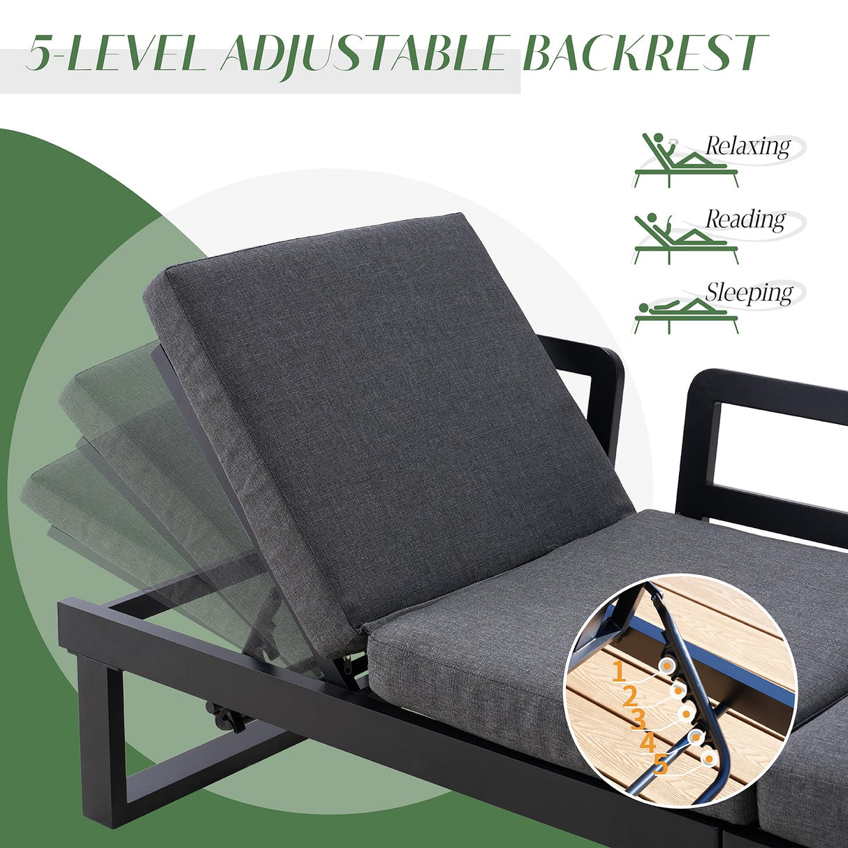 LUXOAK 6-Piece Patio Furniture Sets, Outdoor Aluminum Furniture Sofa, with Wood Side Table & Washable Cushions LUXOAK