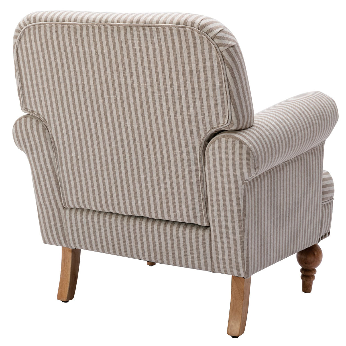 DM-Furnitue Wide Armchair Modern Linen Accent Chair Comfy Reading Chairs Upholstered Lounge Chair Single Sofa Couch for Bedroom/Living Room, Beige with Stripe DM Furniture