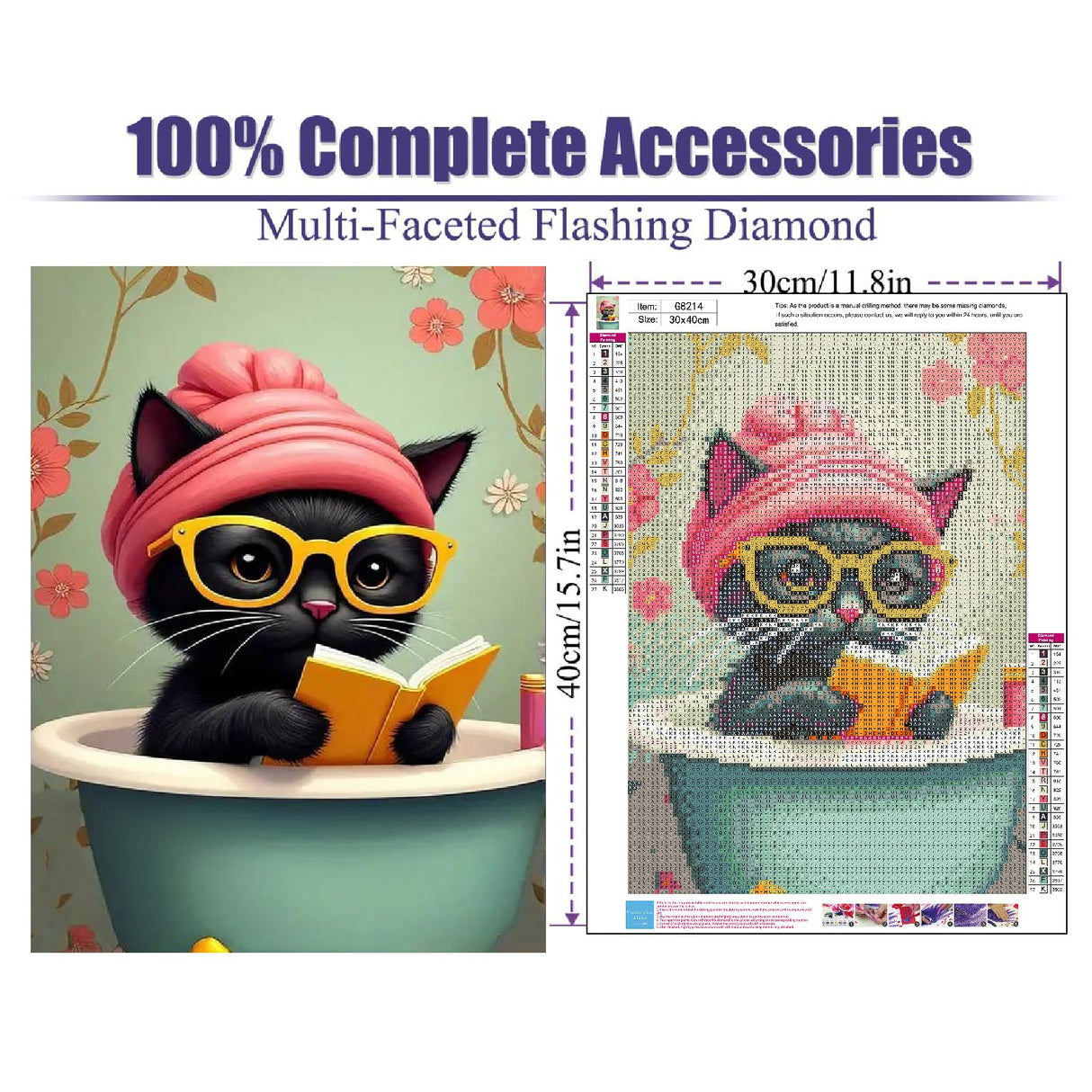 mjcakrn Black Cat Diamond Painting Kits for Adults, Diamond Art Kits for Beginners 5D Full Drill Abstract Diamond Art Painting Kits Crystal Gem Art DIY Crafts Kits for Home Wall Decor12x16inch mjcakrn