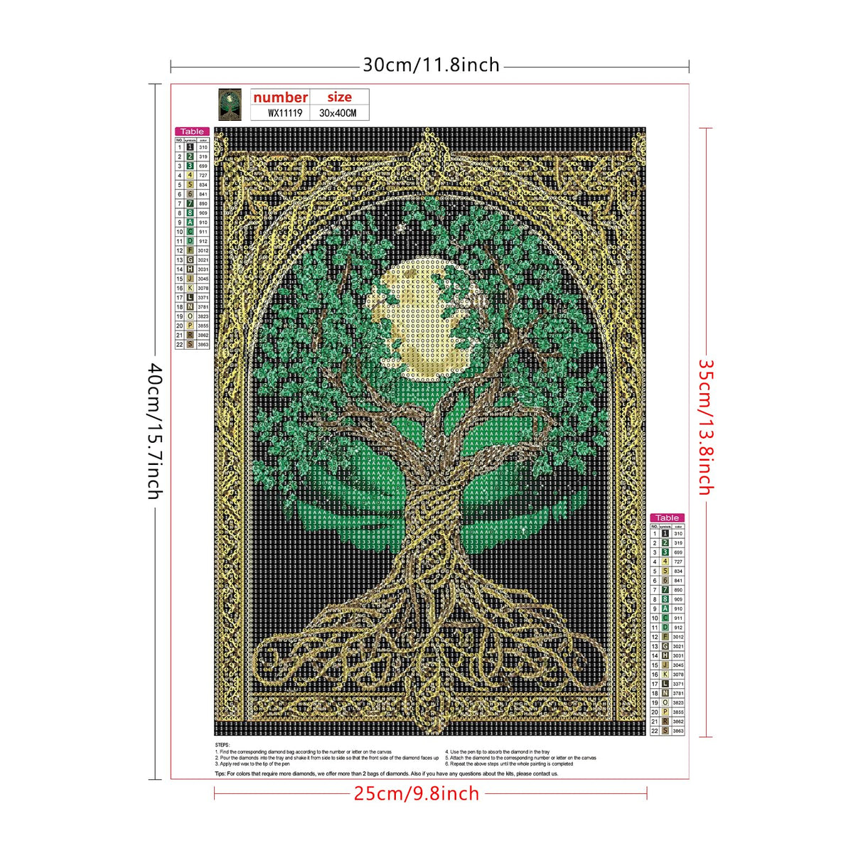 Lxmsja Tree of Life Diamond Art Kits for Adults, Moon DIY Full Drill Diamond Painting Kits for Beginners, 5D Gem Art Crafts for Adults, Home Wall Decor 12x16 inch Lxmsja