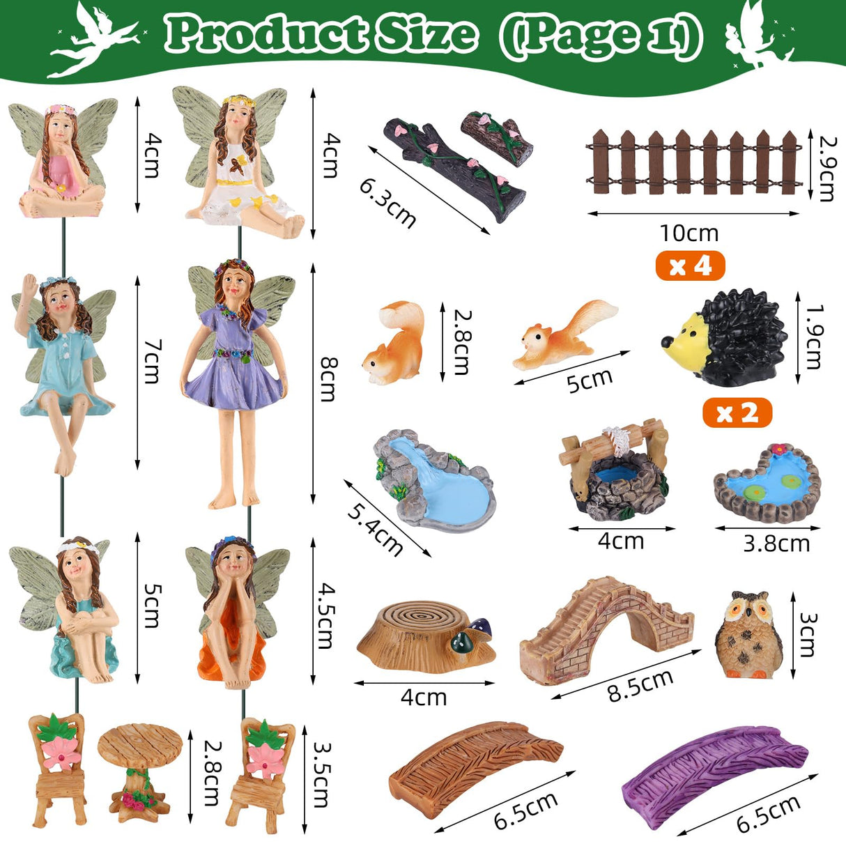 HIYZI 100 Pcs Fairy Garden Accessories Miniatures Figures Kit Micro Landscape Terrarium Ornaments Resin Mushroom Animal Fake Pond Lawn Bridge Garden Dollhouse Decoration HIYZI