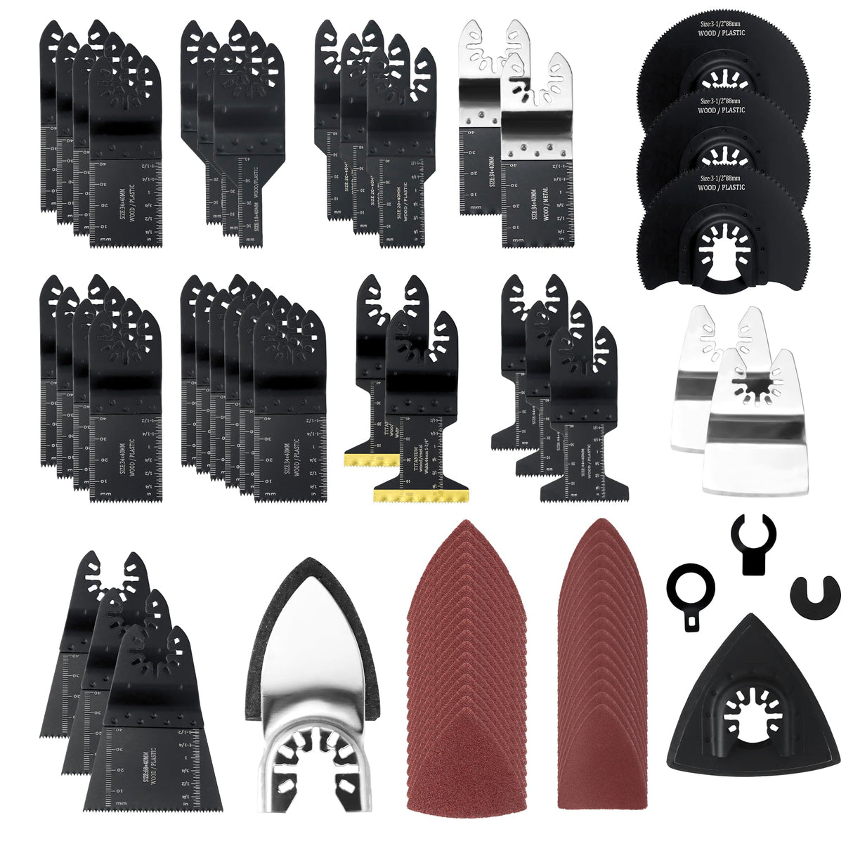 162𝑷𝑪𝑺 Oscillating Saw Blades Accessories - Multi Tool Blades and Sanding Kits - Precise Cuts on Wood, Metal, Plastics - Quick Release Compatible with Dewalt,Milwaukee Makita, Ryobi, Rockwell Vypart