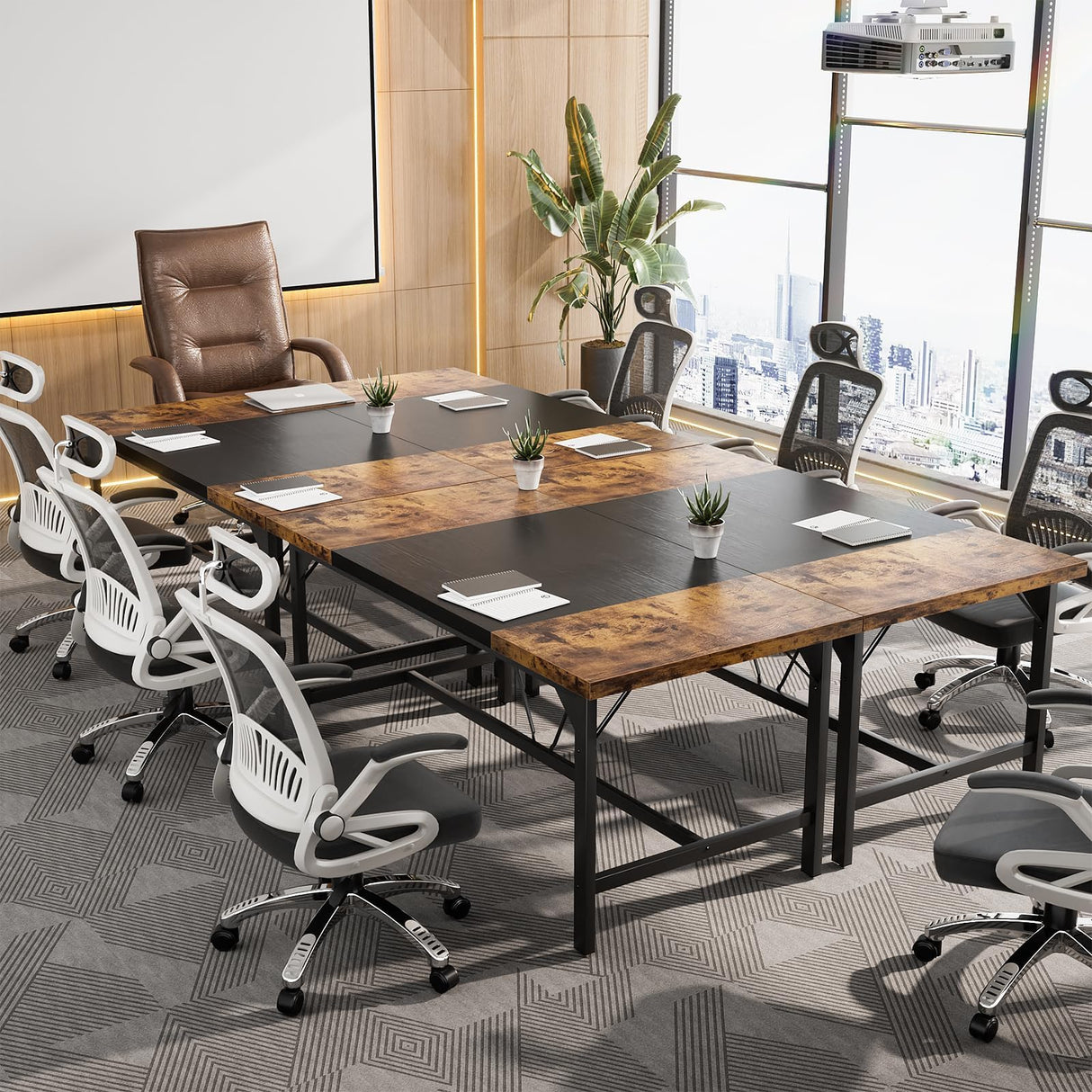 Unikito Large Computer Desk, 63 x 31.5 Inch Long Office Desks, Premium Sturdy 2 Person Desk, 1.4” Thick Study Writing Table, Modern Laptop Computer Table for Home Office Workstation, Rustic Brown Unikito