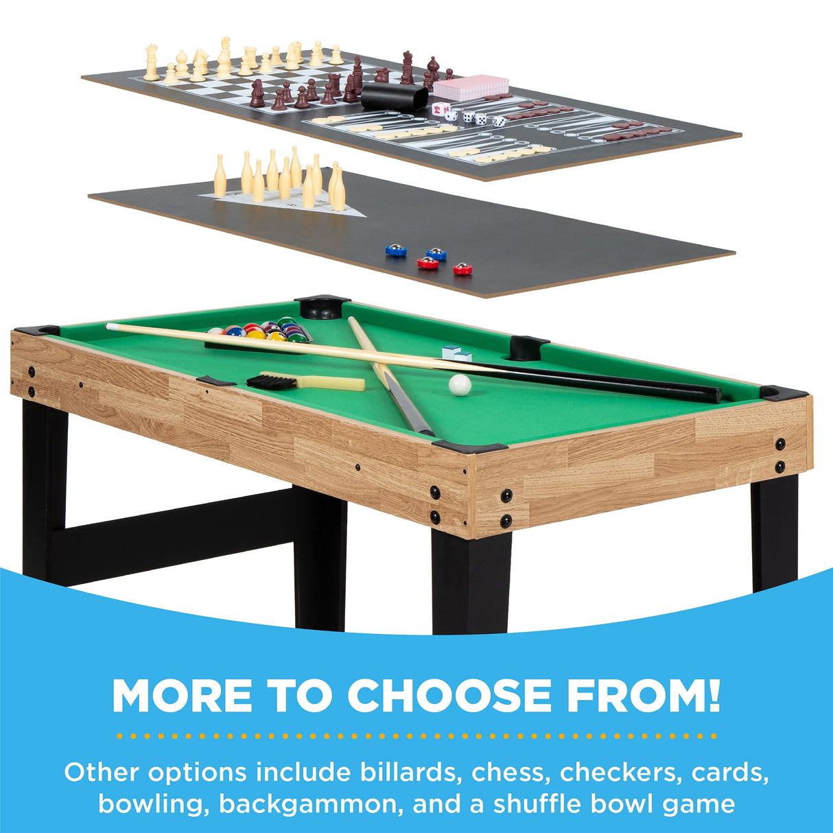 Best Choice Products 10-in-1 Combo Game Table Set w/Hockey, Foosball, Pool, Shuffleboard, Ping Pong, Checkers, Bowling, and Backgammon - Natural Best Choice Products