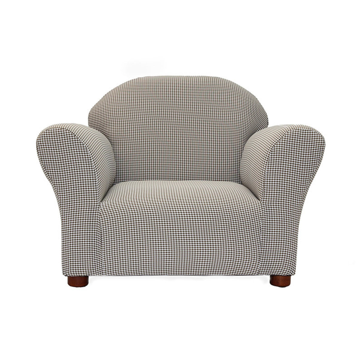 Keet Roundy Kid's Chair Gingham Kids Chair, Comfortable and Durable Kids Chair, Kids Armchair Easy to Coordinate, Kids Bedroom Chair, Comfy, Ages 2-5 Years, Kid Sofa Chair, Brown Keet