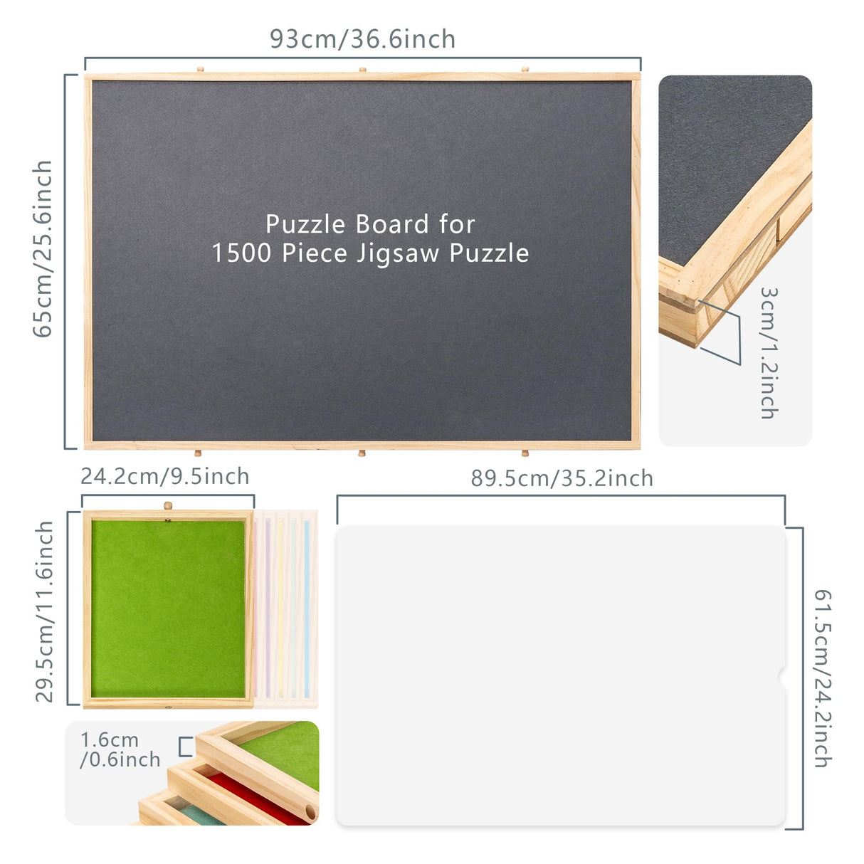 Lavievert 2-in-1 Tilting & Rotating Puzzle Board with 6 Colored Drawers & Cover, Portable Jigsaw Puzzle Table for Adults, Wooden Swivel Puzzle Plateau with Non-Slip Tabletop for Up to 1500 Pieces LAVIEVERT