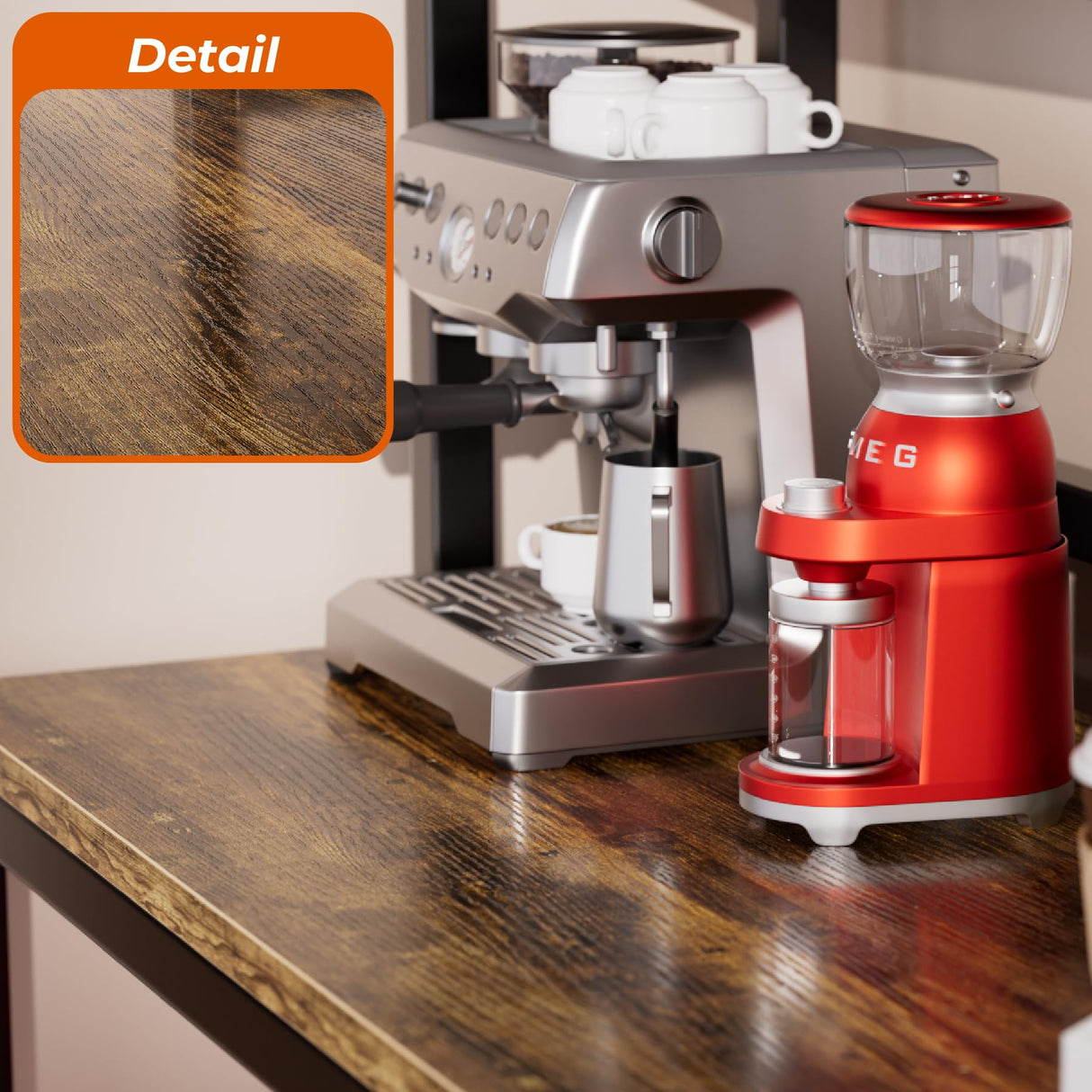 Aquzee Bakers Racks for Kitchens with Storage, 6 Tiers Large(47.2“W x 15.7”D x 70.8" H) Kitchen Stand with Hutch, Freestanding Organizer with Shelves,Rustic Brown Aquzee