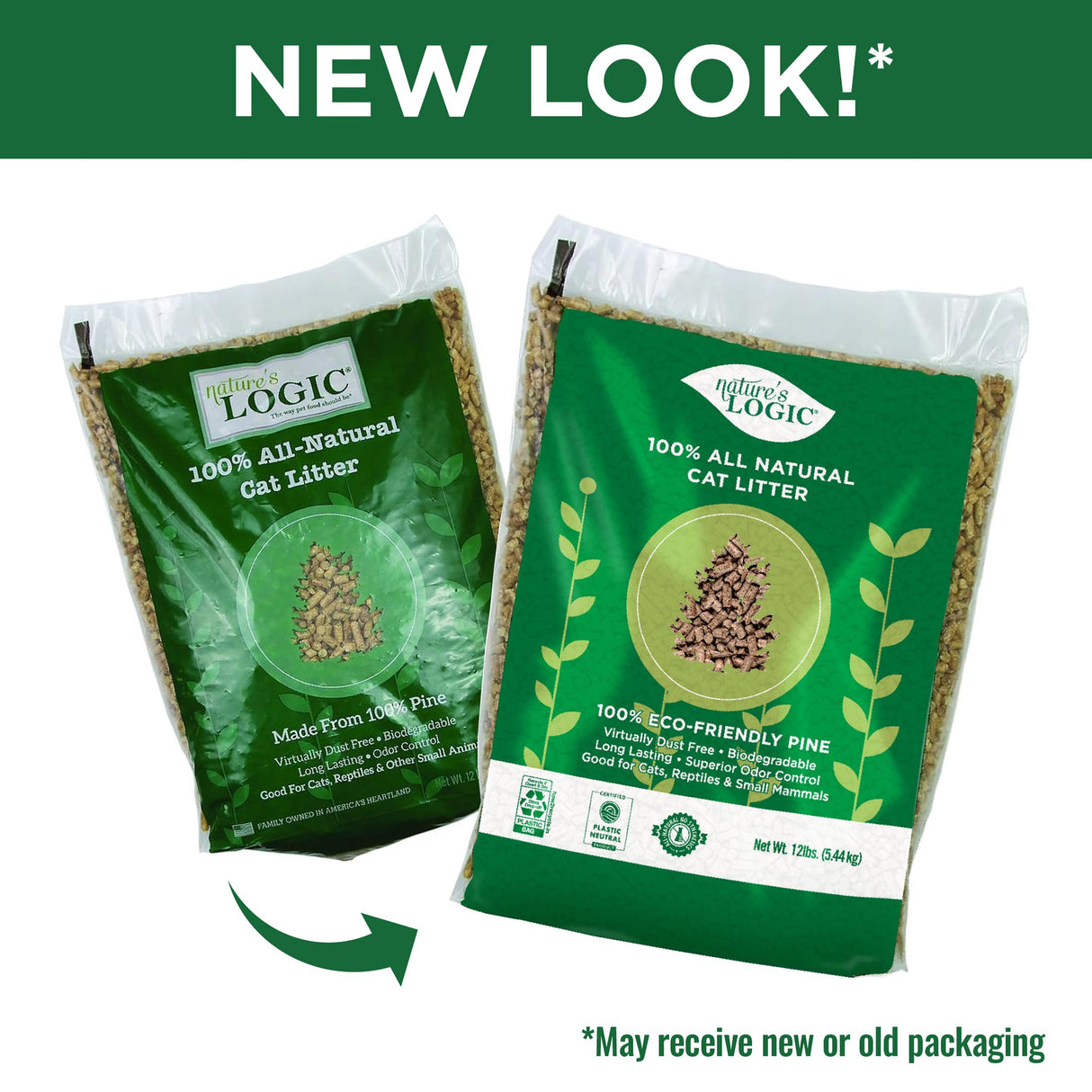 Nature's Logic 100% Natural Pine Pellet Cat Litter - 100% Ponderosa Pine, Dust-Free, Unscented, Biodegradable - Safe for Cats, Kittens, Reptiles & Small Pets - Highly Absorbent - 12 lb Bag NATURE'S LOGIC
