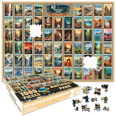 SHOXREM 1000 Piece Vintage Travel Jigsaw Puzzle, US National Parks Puzzle for Adults