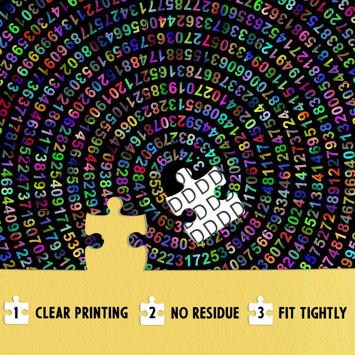 Pi π Day Puzzle for Adults 1000 Pieces, Round Rainbow Jigsaw Puzzle, Hard Impossible Puzzle by Number IdeaBazar