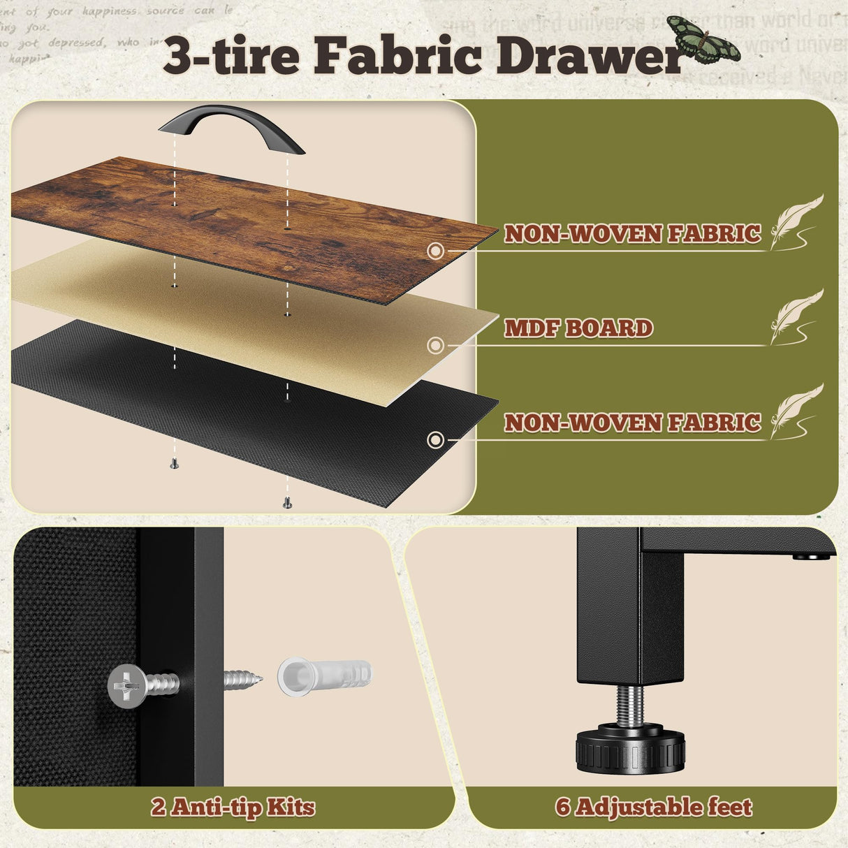 Romorgniz 55" W Dresser for Bedroom with 9 Drawers, LED TV Stand with Power Outlets for 45, 55, 65 Inch TV, Sturdy Long Chest of Drawers with Extra 2 Wooden Shelves, Rustic Brown Romorgniz