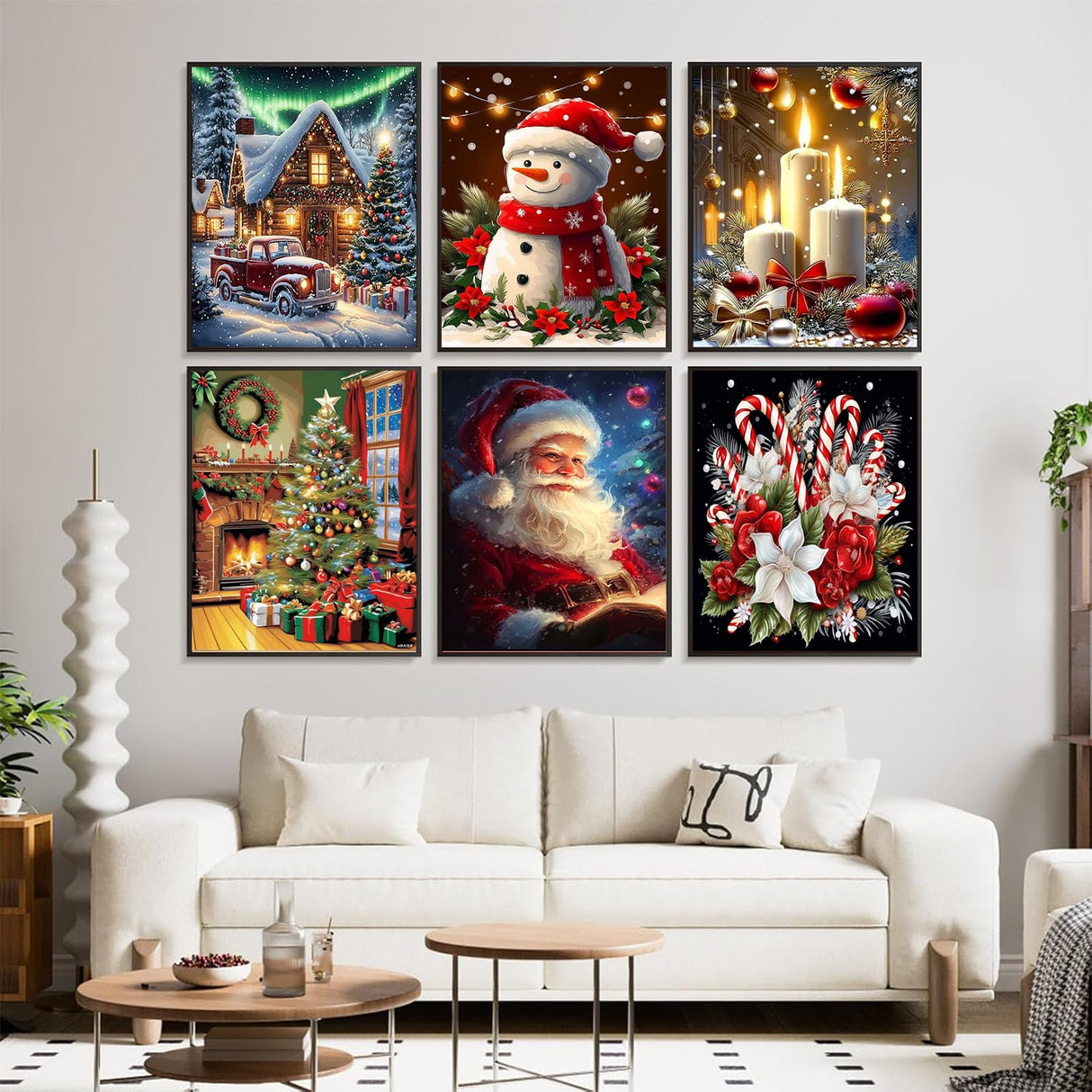 6 Pack Paint by Numbers Kit for Adults Beginners Christmas-Christmas Adult Paint by Number Kits on Canvas, DIY Acrylic Oil Painting Kits for Adults Without Frame for Gift Home Wall Decor(12x16inch) Arttoplus