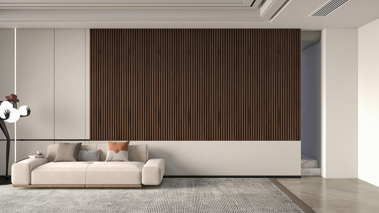 Generic 2 Pack - 94” L x 12.6” W Soundproof Acoustic Wood Wall Panels, 3D Slat Paneling, Decorative Panels for Walls and Ceilings, Acoustic Panels for Interior Design (Dark Chestnut), 94inchlacp013 Generic