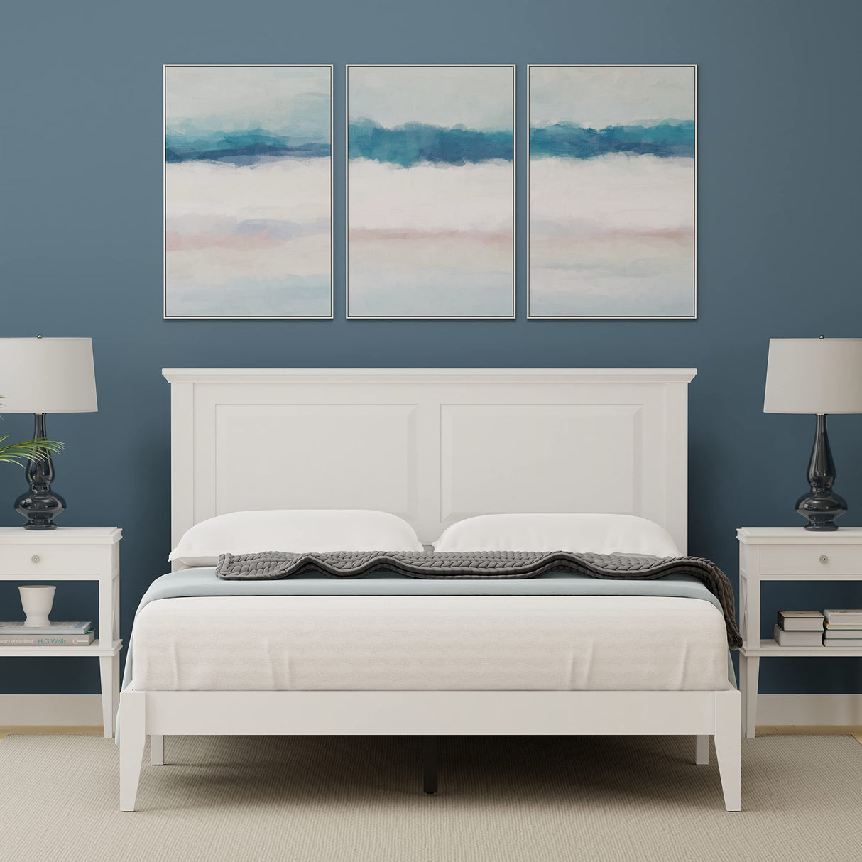 Glenwillow Home Cottage Style Queen Solid Wood Platform Bed in Gloss White Glenwillow Home