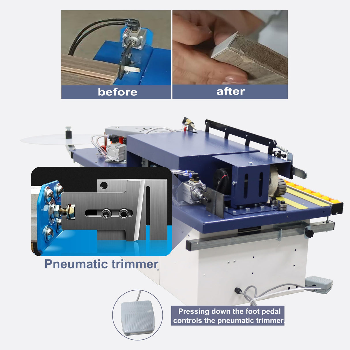 TECHTONGDA Woodworking Edge Bander Countertop Automatic Edge Banding Machine Curve Straight Edge Banding Machine with Control Panel Adjustable Speed 0-6m/min TECHTONGDA