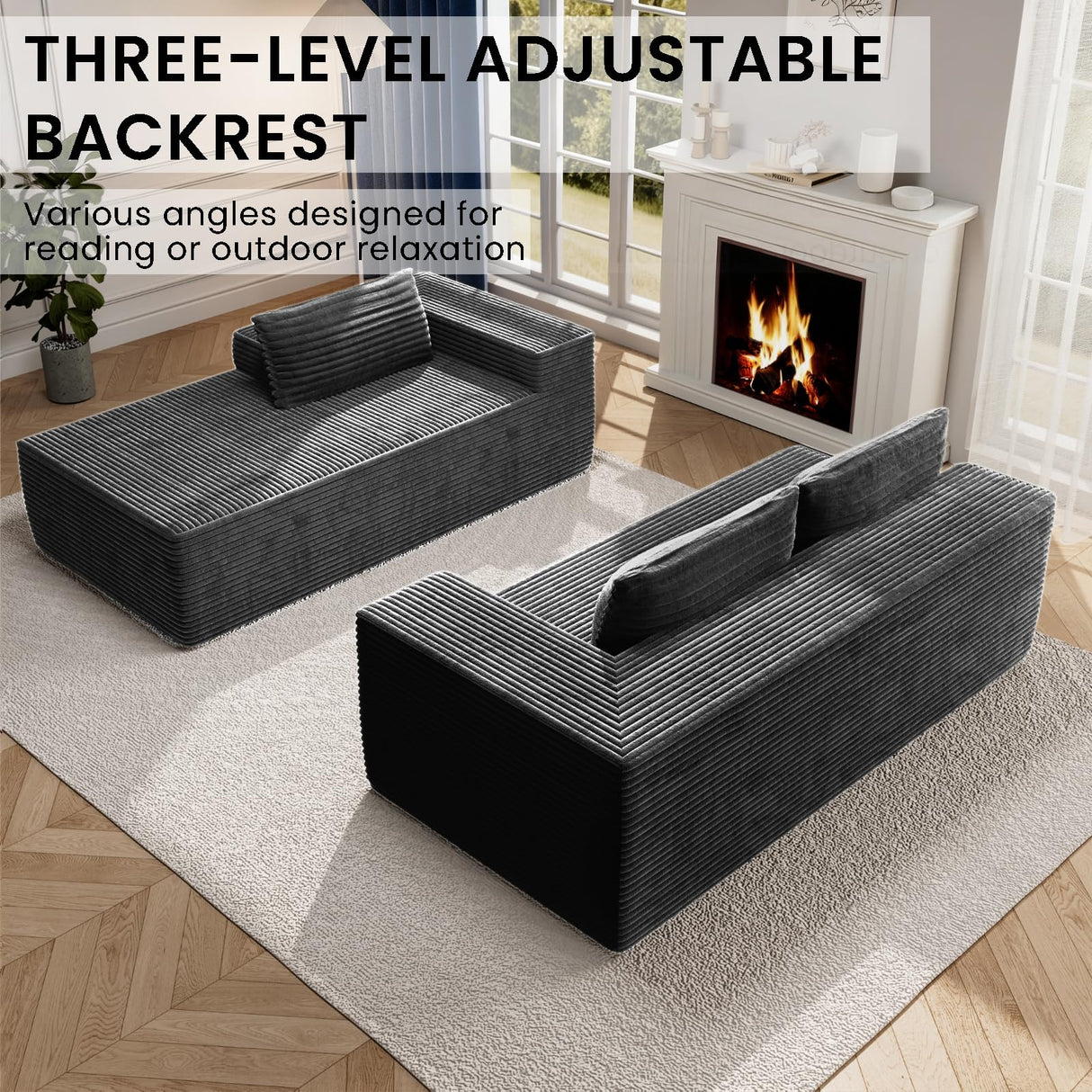 AreShark 105.5" Modular Sectional Sofa L-Shape, Modular Cloud Sofa with Deep Seat for Living Room Bedroom, Upholstered Couches No Assembly Required (Gray Right Facing Chaise) AreShark