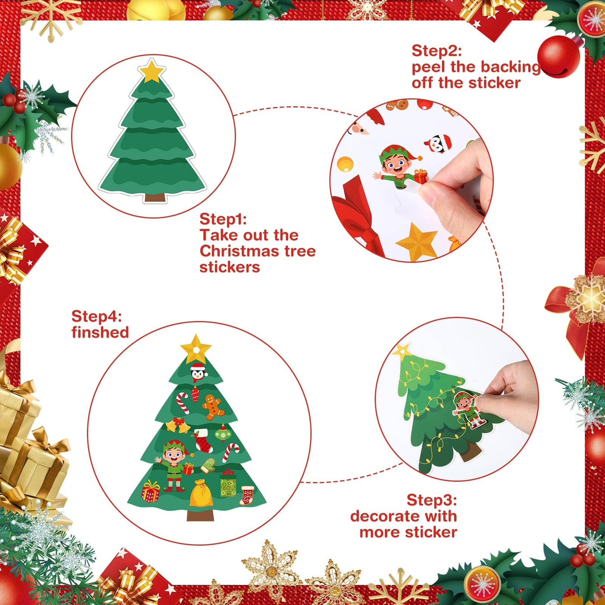 Pasimy 48 Pcs Christmas Crafts Kit for Kids - DIY Tree Ornaments Make Your Own Craft Set for Ages 3-12 Pasimy