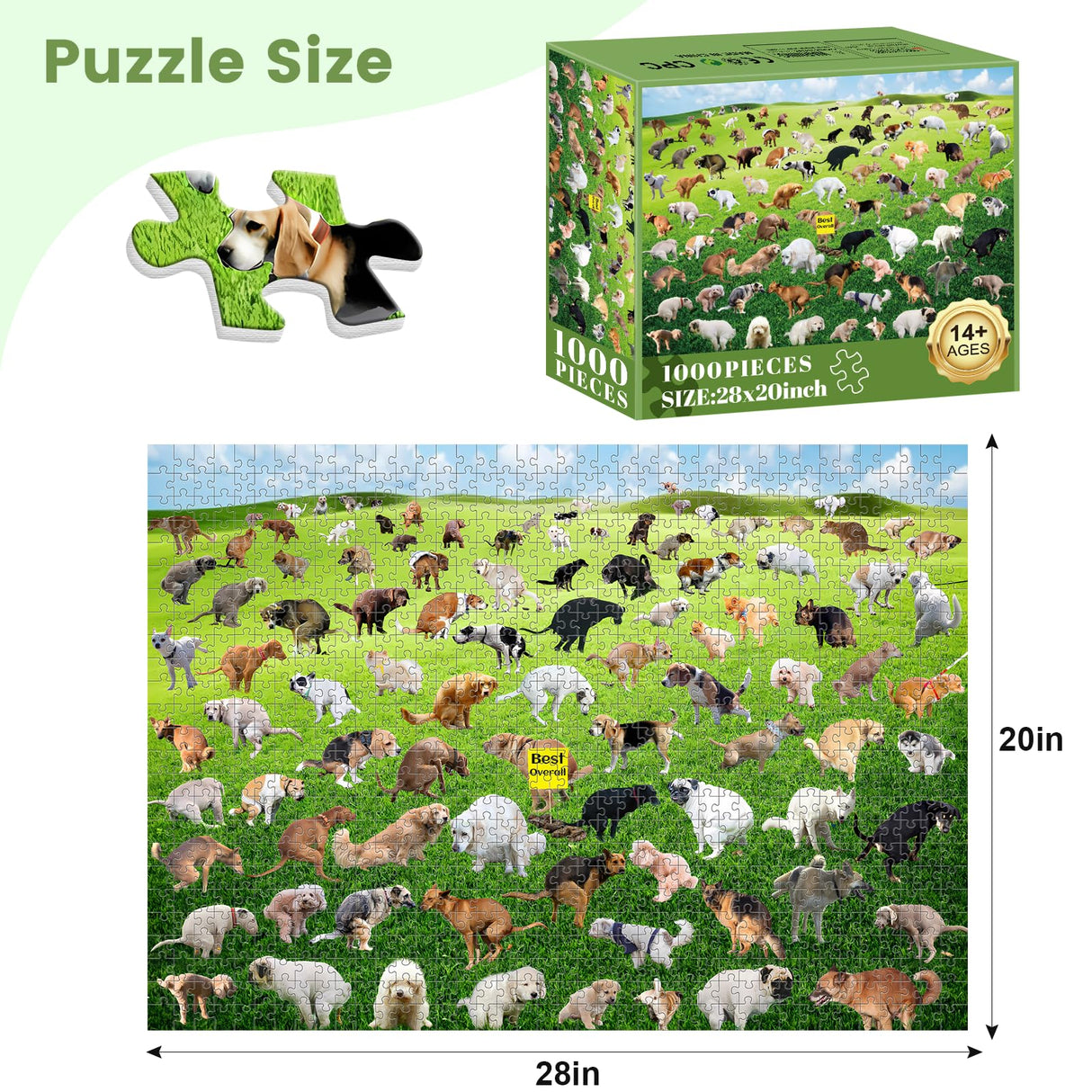 1000 Pieces Puzzles for Adults, Pooping Puppies Puzzle, Dogs Jigsaw Puzzles 1000 Pieces, Funny Gifts for Dog Lovers Friends, Perfect White Elephant Gag Gift, Dog Puzzle as Funny Home Party Decorations VOLUVOLU