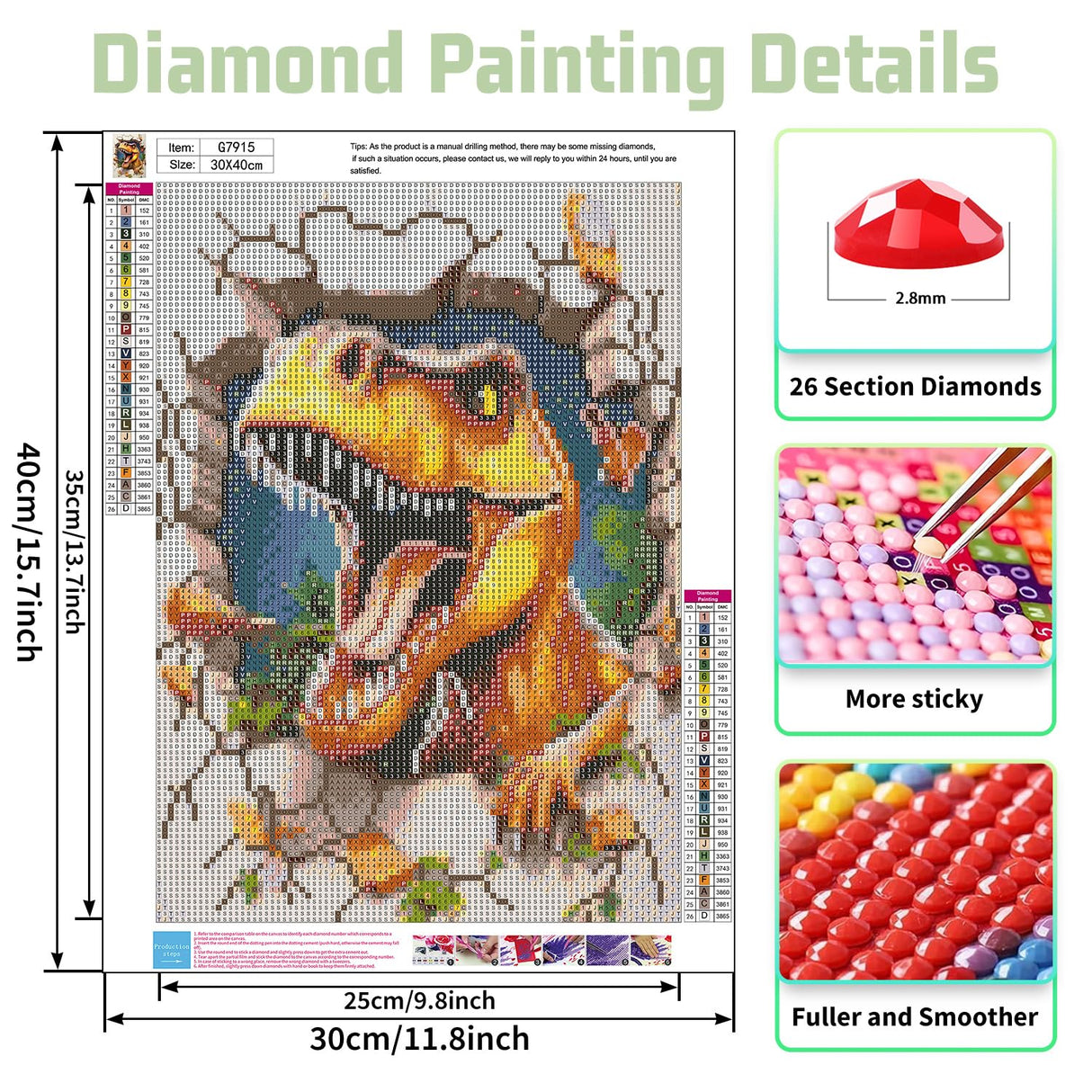 Diamond Painting Kits for Adults, Dinosaur Diamond Art Kits for Adults, DIY 5D Diamond Painting Kits for Beginners Home Wall Decor 12x16inch Mandun