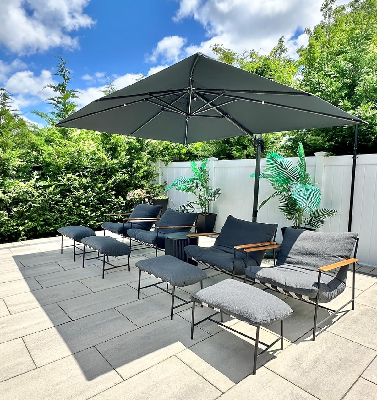 PURPLE LEAF 9' X 11.5' Patio Umbrella Outdoor Cantilever Rectangle Umbrella Aluminum Offset Umbrella with 360-degree Rotation for Garden Deck Pool Patio, Grey PURPLE LEAF