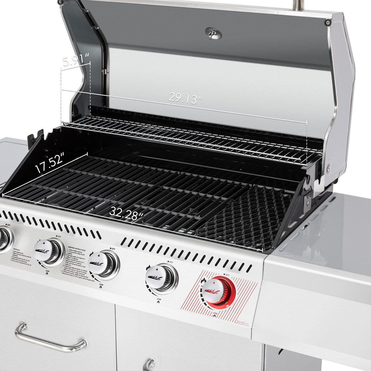 Royal Gourmet 5-Burner Propane Gas Grill with Side Burner, Stainless Steel Barbeque Grills, Silver, GA5404S Royal Gourmet