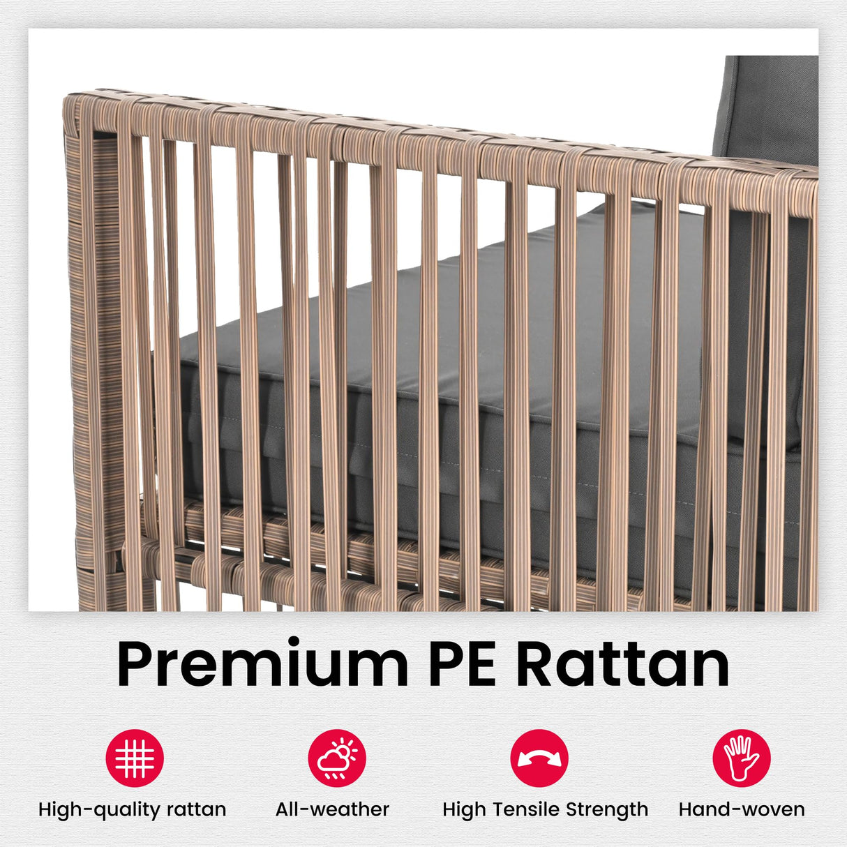 Pamapic 7 Pieces Outdoor Sectional, All-Weather PE Rattan Patio Furniture Set, Outdoor Furniture Set with Washable Cushions Covers, Brown Rattan, Gray Cushion Pamapic