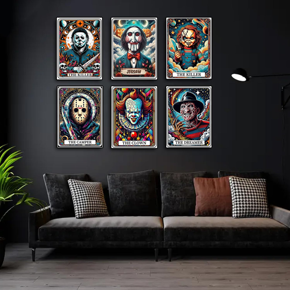 WUDWL 6 Pack Halloween Diamond Art Kits for Adults Beginners,Horror Diamond Painting Kits for Adults,5D Full Drill DIY Diamond Dot Gem Art Kit Wall Home Decor Arts Craft 12x16 inch WUDWL