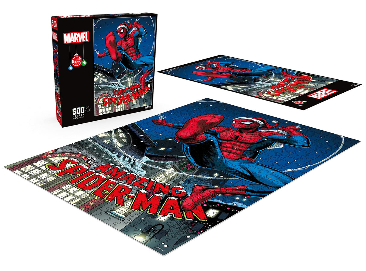 Buffalo Games - Marvel - Swinging into The Holidays - 500 Piece Jigsaw Puzzle for Adults -Challenging Puzzle Perfect for Game Nights - Finished Size is 21.25 x 15.00 Buffalo Games