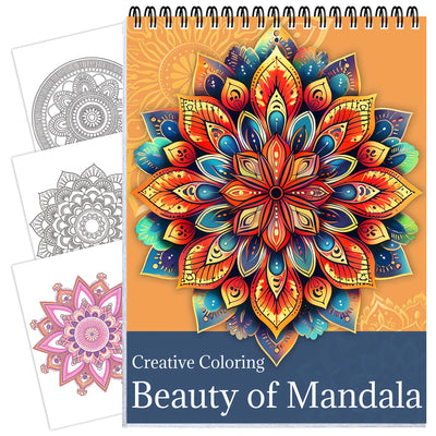 CKMOREL Spiral Bound Adult Coloring Book, Mandala Coloring Book for Adults, Thick Paper, 24 Pages, Single-Sided, Mindfulness Gift for Women