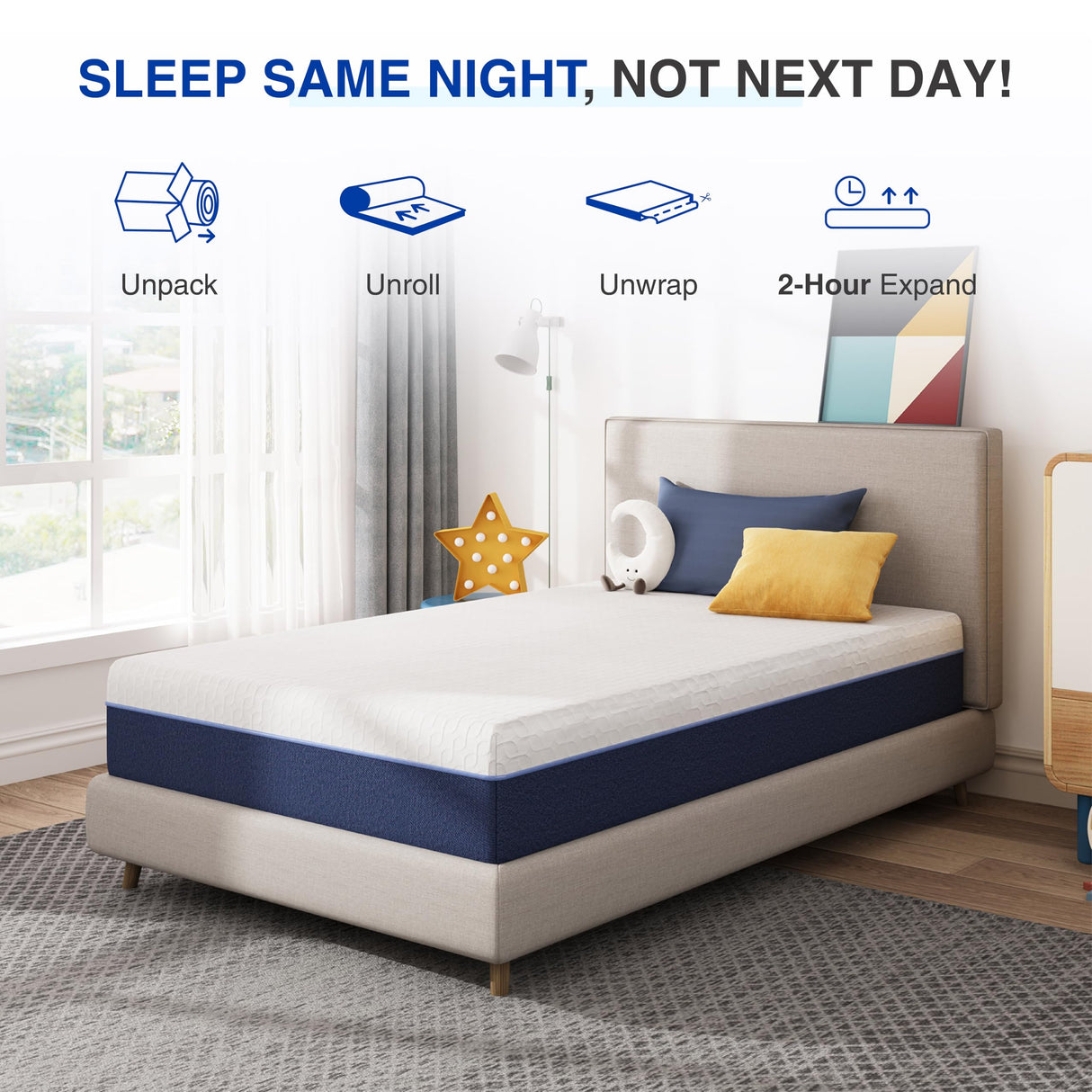 Gelsea 8 Inch Twin Gel Cooling Memory Foam Mattress, Pressure Relief, Medium Firm Support,Mattress in a Box, CertiPUR-US Certified Gelsea