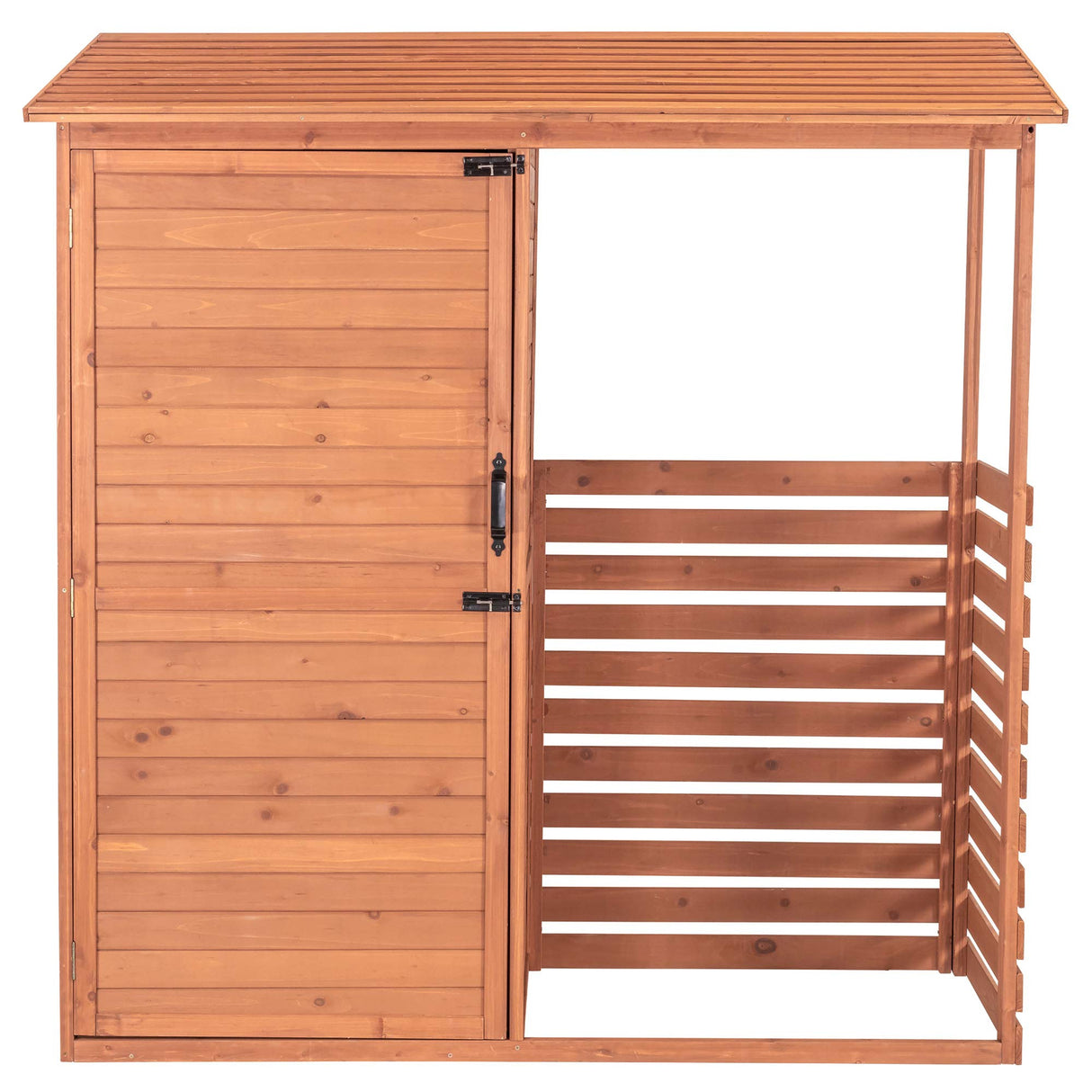 Leisure Season CFS7181 Combination Firewood and Storage Shed - Brown - Outdoor Garden Cedar Box with Shelves, Roof, Doors - Large Yard Lumber Lockers - Patio, Backyard, Deck, Organizer -Fast Assembly Leisure Season