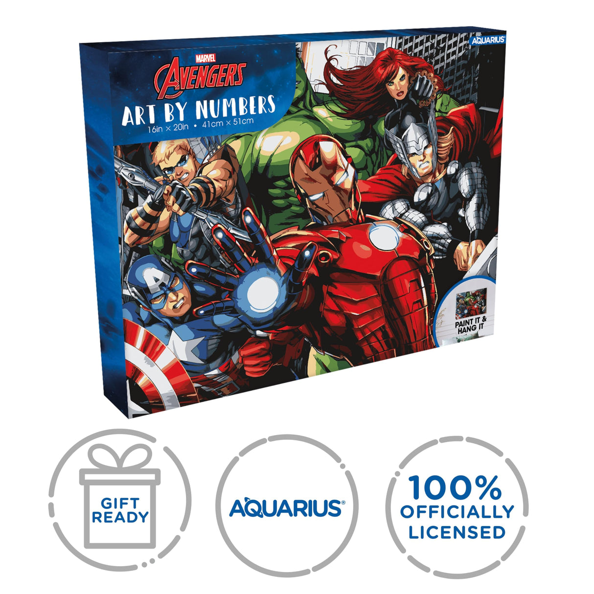 AQUARIUS Marvel Avengers Assemble Art by Numbers - 16 x 20 inches Avengers Themed Paint by Number for Adults & Kids - DIY Color by Number Paint Kit for Beginner - Officially Licensed AQUARIUS