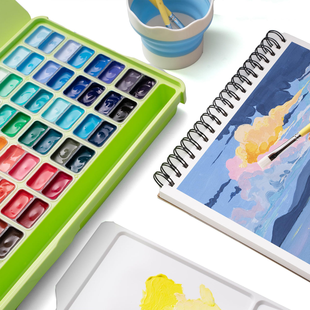 HIMI Twin Cup Jelly Gouache Paint Set, 72 Colors 12g, Jelly Cup Design, Non Toxic Paint for Canvas and Paper, Art Supplies for Professionals (72 Colors) HIMI