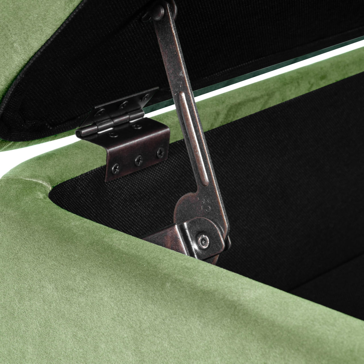 HomePop Upholstered Storage Bench with Metal Leg Home Décor|Bench with Storage for Living Room & Entryway - Green Velvet HomePop